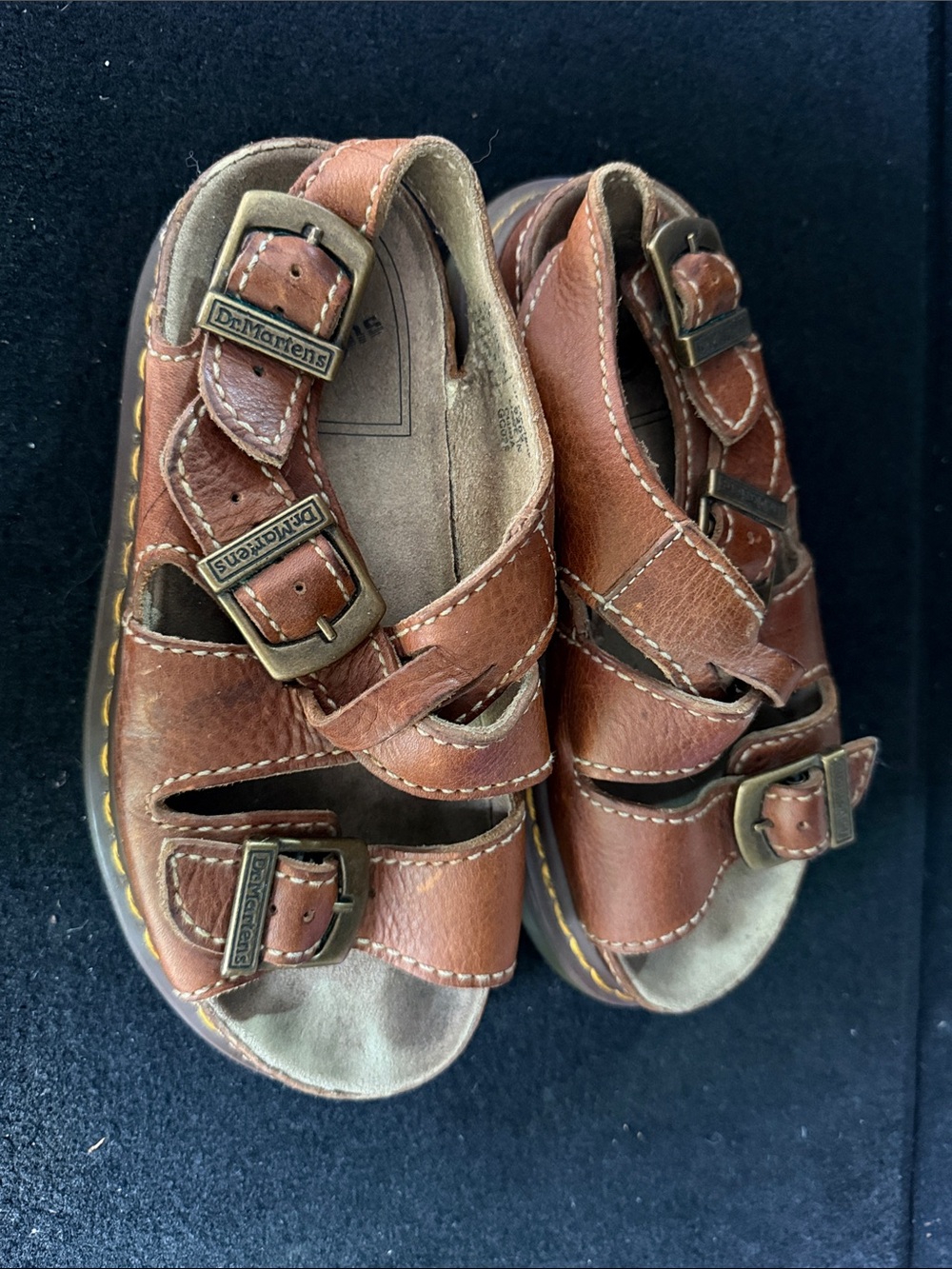 Dr. Martens Kids Brown Leather Buckle Fisherman Sandals